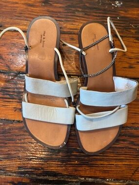rag & bone Light Blue Leather Strappy Flat Sandals